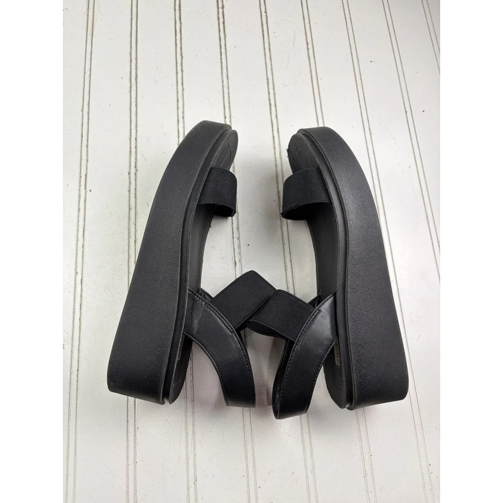Steve Madden Jovial Black Elastic Platform Slingback Sandals Women's Size 6.5